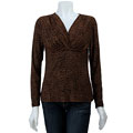 Rafaella Women's Brown Croc Print V-neck Top