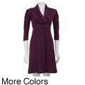 Nice Wear Women's Ruched Sleeve Cowl Neck Knit Dress