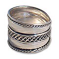 Sterling Silver 'Double Decks' Band Ring (Indonesia)