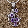 Sterling Silver 'Assurance' Amethyst Pendant Necklace (India)