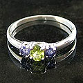 'Blue Embrace' Iolite and Peridot 3-stone Ring (India)