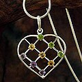 Silver 'Love's Wisdoms' Amethyst/ Citrine Necklace (India)