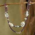 'Purity and Passion' Garnet and Quartz Strand Necklace (India)