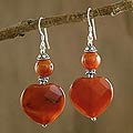 'Love's Warmth' Carnelian Heart Earrings (India)