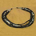 Sterling Silver 'Midnight Contrasts' Onyx/ Agate Necklace (India)