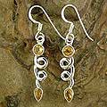 Sterling Silver Citrine 'Ringlets' Drop Earrings (India)