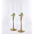 Handcrafted Butterfly Toasting Flute Glasses (Set of 2)