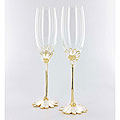 Handcrafted Daisy Toasting Flutes (Set of 2)
