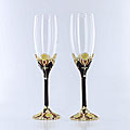 Handcrafted Floral Design Toasting Flutes (Set of 2)