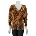 Cyrus Women's Animal Print Cowl Neck Shirt