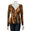 Cyrus Women's Animal Print V-neck Shirt