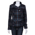 Levi's Women's Blue Plaid Wool Peacoat