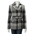 Gallery Women's Single-breasted Charcoal Plaid Wool Jacket
