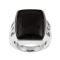Sterling Silver Black Agate Rectangle Ring