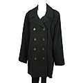 Encore Women's Black Double-breasted Plus Size Coat