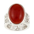 Sterling Silver Red Jade Ring