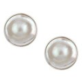 Sterling Silver Mabe Pearl Earrings (22-23 mm)