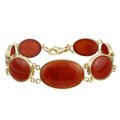 Vermeil Dyed Red Jade Oval-link Bracelet