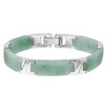 Sterling Silver Green Jade X-link Bracelet