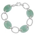 Sterling Silver Dyed Green Jade Twisted Oval Bracelet