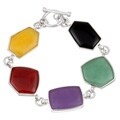 Sterling Silver Multi-colored Dyed Jade Bracelet