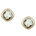 Sterling Silver and 14k Yellow Gold Green Amethyst Earrings