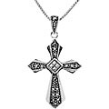Ken Craft Sterling Silver Marcasite Cross Necklace