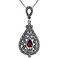 Ken Craft Sterling Silver Red Cubic Zirconia Teardrop Necklace