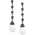 Ken Craft Sterling Silver White Agate and Marcasite Earrings