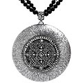 Ken Craft Sterling Silver Onyx and Marcasite Medallion Necklace