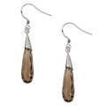 Sterling Silver Smokey Quartz Teardrop Briolette Earrings