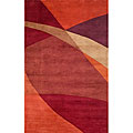 Geo Metro Red and Orange Wool Rug (5' x 8')