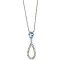 Sterling Silver Blue Topaz and 1/4ct TDW Diamond Necklace
