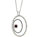 Sterling Silver 1/2ct TDW Diamond/ Garnet Oval Necklace (J-K, I3)