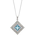 Sterling Silver Blue Topaz and 1/4ct TDW Diamond Necklace