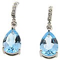 Sterling Silver Blue Topaz and 1/10ct TDW Teardrop Earrings