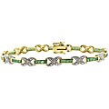 Sterling Silver Emerald and Diamond 'X' Bracelet