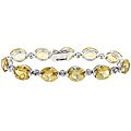Sterling Silver Citrine and Diamond Accent Tennis Bracelet