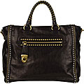 Prada Glace Black Leather and Stud Briefcase