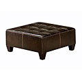 Walnut Square Leather Ottoman