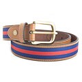 Tommy Hilfiger Men's Blue and Red Regimental Fabric Stripe Belt