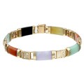 14k Yellow Gold Multi-colored Natural Jade Bracelet