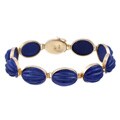14k Yellow Gold Carved Lapis Bracelet