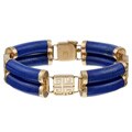 14k Yellow Gold Double-row Lapis Bracelet
