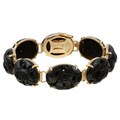 14k Yellow Gold Carved Black Jade Bracelet