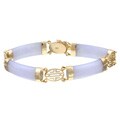 14k Yellow Gold Natural Lavender Jade Link Bracelet