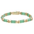 14k Yellow Gold Natural Green Jade Bamboo Bracelet