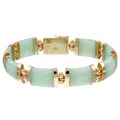 14k Yellow Gold Natural Green Jade Bamboo Bracelet