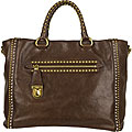 Prada Brown Leather and Stud Designer Handbag