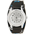 Activa Women's Flower Design Black Fabric Watch